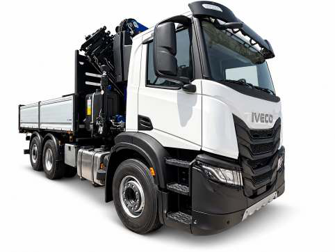 X-Way 500 a tre assi — Gru PM 40526 SP + J614.20 · ribaltabile LESO